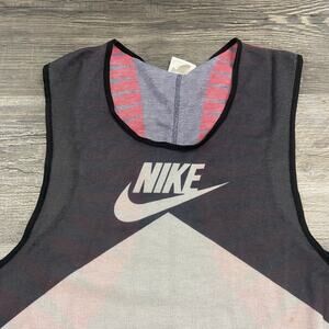 Vintage 80s 90s White Red Mens M Tank Top Spellout Swoosh‎ Sporty Gym Muscle Tee